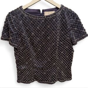 Vintage 90s VIE by Victoria Royal beaded sequin top , purple size 10